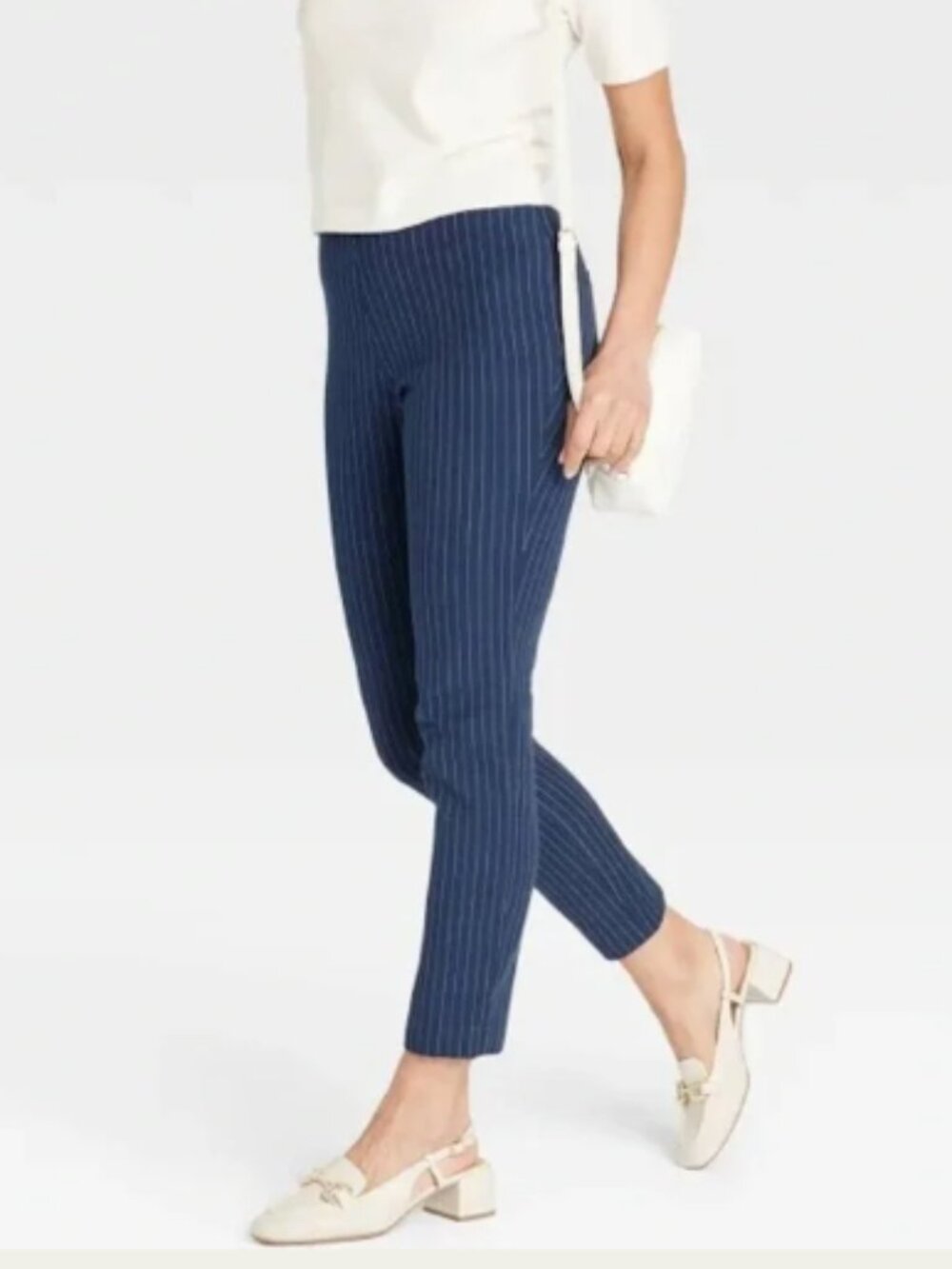 A New Day High Rise Skinny Ankle Stretch Fit Pants Navy With Pinstripe Size 4
